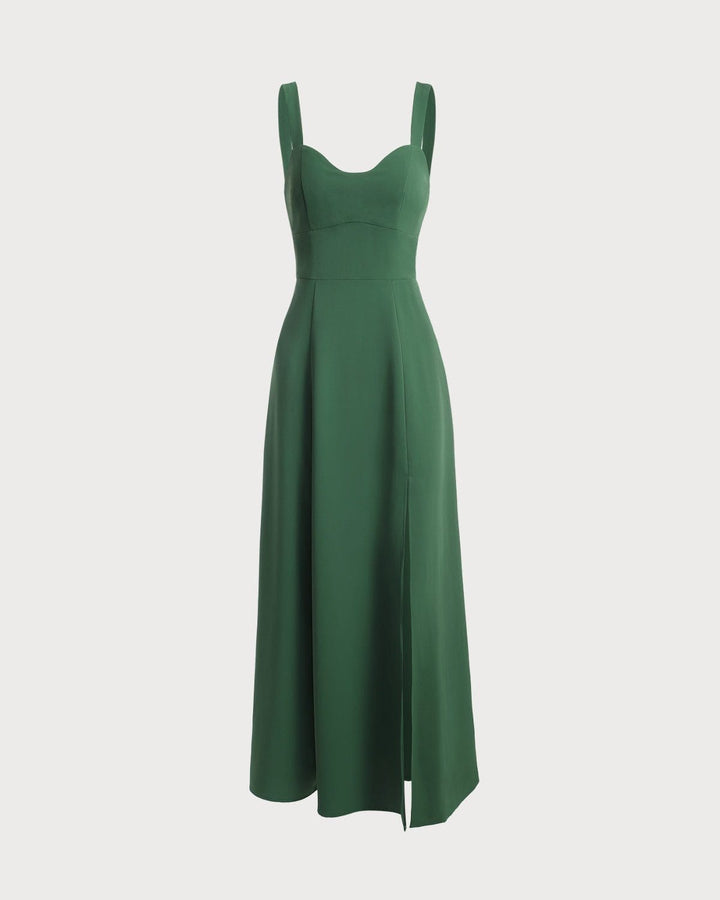 Green Side Slit Maxi Dress