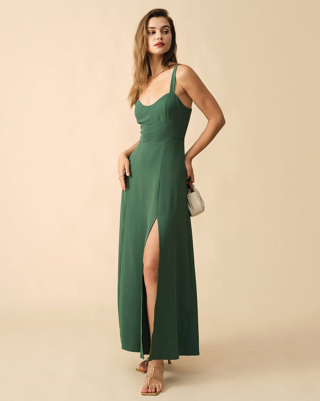 Green Side Slit Maxi Dress