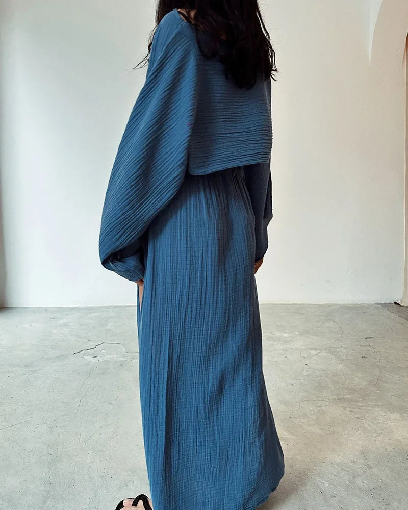 Women's Cotton Linen 2-Piece Skirt Set