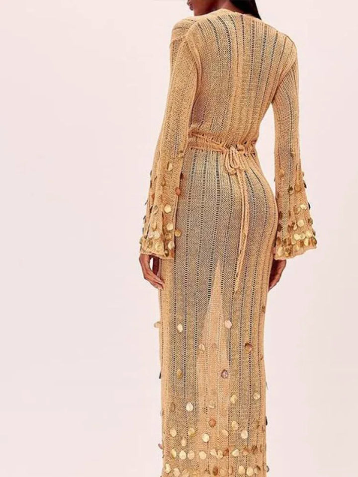 Women's Sequin Knitted Maxi Party Dress