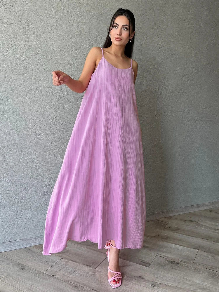 Women's Elegant Pleated Long Nightdress