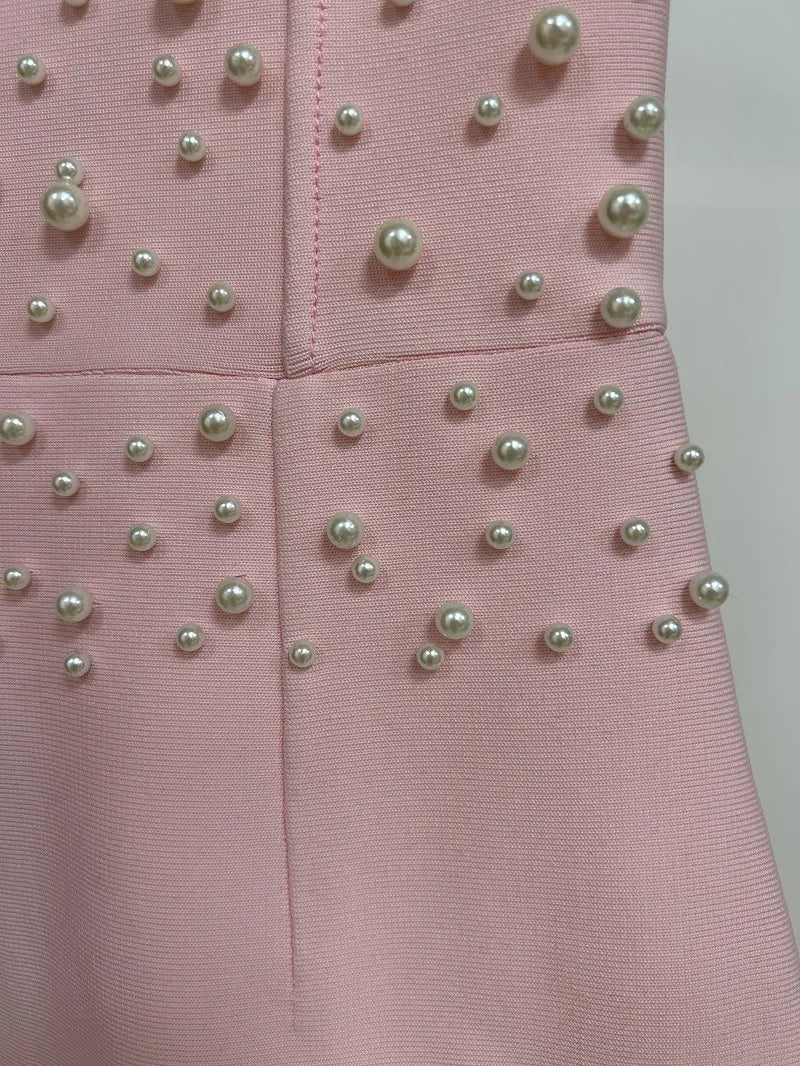 Women's Strapless Pearl Patchwork Tunic Dress