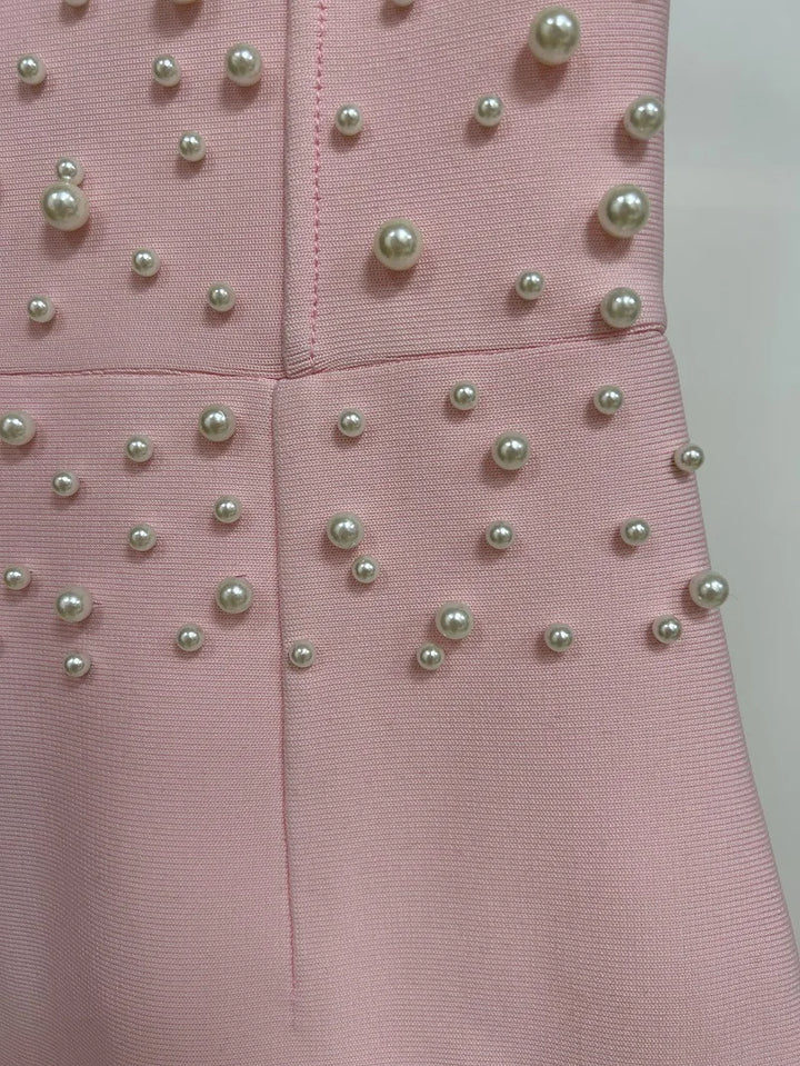 Women's Strapless Pearl Patchwork Tunic Dress