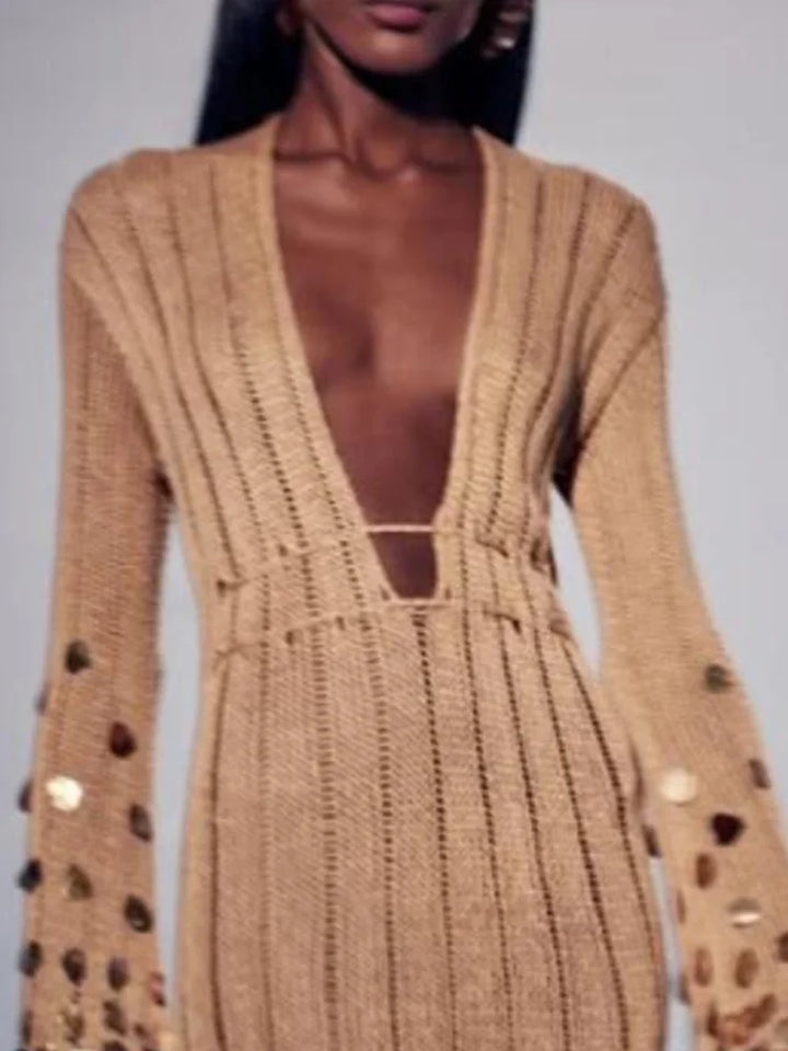 Women's Sequin Knitted Maxi Party Dress