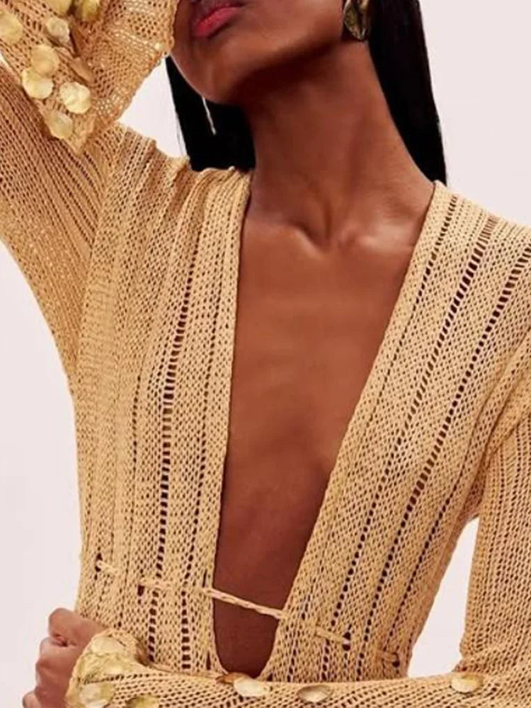 Women's Sequin Knitted Maxi Party Dress