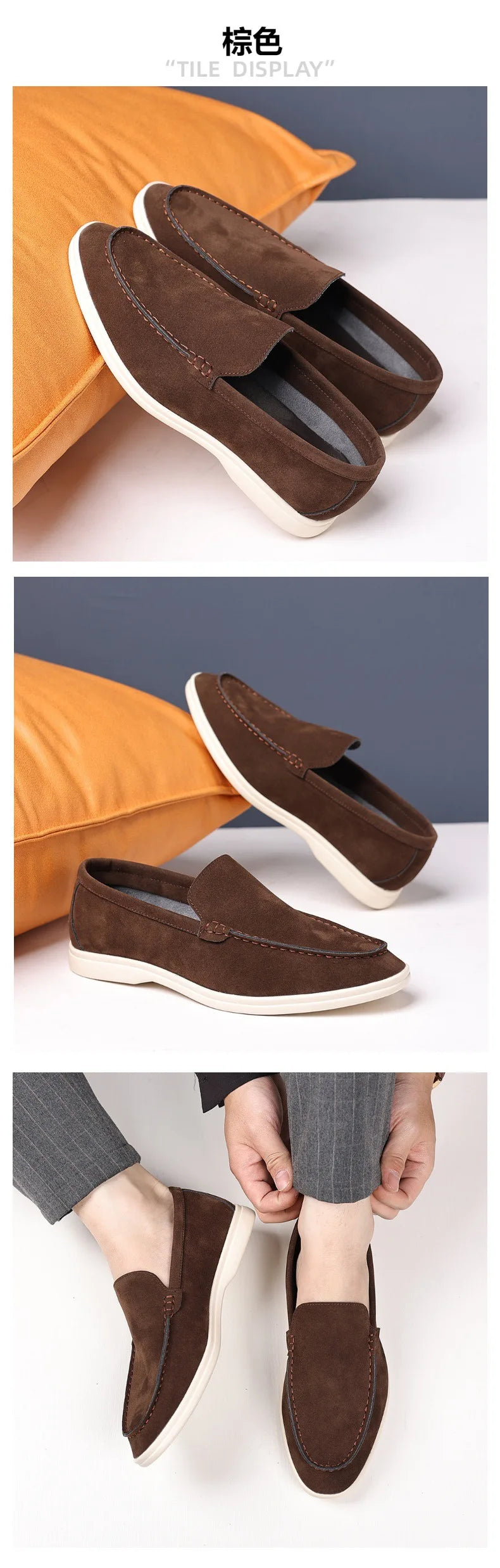 Men's Suede Leather Slip-On Loafers – Classic & Trendy