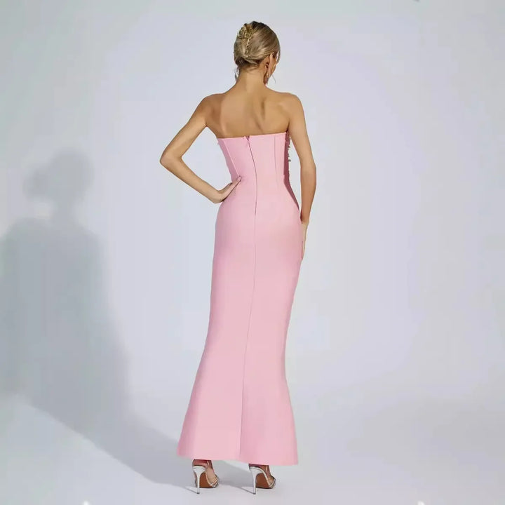 Women's Strapless Pearl Patchwork Tunic Dress