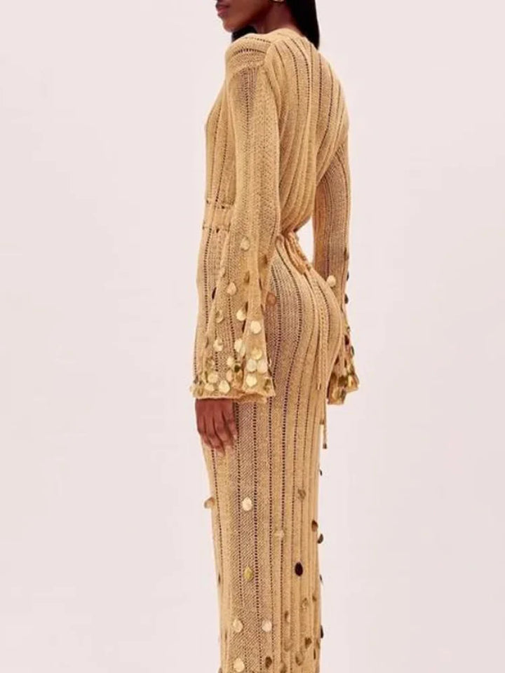 Women's Sequin Knitted Maxi Party Dress
